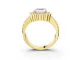 Yellow gold Asscher Cut Halo Diamond Split Shank Ring with Scalloped Prong Setting_6