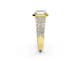 Yellow gold Asscher Cut Halo Pavé Diamond Engagement Ring with Split Shank and Four-Prong Setting_5