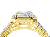 Yellow gold Asscher Cut Halo Pavé Diamond Engagement Ring with Split Shank and Four-Prong Setting_7
