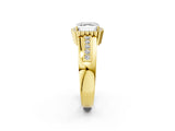 Yellow gold Asscher Cut Halo Pave Band Four-Prong Ring_54