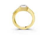 Yellow gold Asscher Cut Halo Pave Band Four-Prong Ring_55