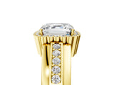 Yellow gold Asscher Cut Halo Pave Band Four-Prong Ring_57