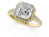 Yellow gold Asscher Cut Halo Pave Diamond Engagement Ring with Four-Prong Setting_4