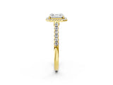 Yellow gold Asscher Cut Halo Pave Diamond Engagement Ring with Four-Prong Setting_5