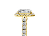 Yellow gold Asscher Cut Halo Pave Diamond Engagement Ring with Four-Prong Setting_8