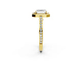 Yellow gold Asscher Cut Halo Pave Split Shank Prong Setting Ring_51