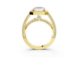 Yellow gold Asscher Cut Halo Pave Split Shank Prong Setting Ring_52