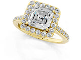 Yellow gold Asscher Cut Halo Round Diamond Pavé Band with Four-Prong Setting_4