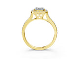 Yellow gold Asscher Cut Halo Round Diamond Pavé Band with Four-Prong Setting_6
