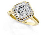 Yellow gold Asscher Cut Halo Round Diamond Solitaire Engagement Ring with Pave Band and Four-Prong Setting_16