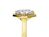 Yellow gold Asscher Cut Halo Round Diamond Solitaire Engagement Ring with Pave Band and Four-Prong Setting_20