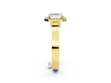 Yellow gold Asscher Cut Halo Round Diamond Twist Band with Four-Prong Setting_17