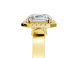 Yellow gold Asscher Cut Halo Round Diamond Twist Band with Four-Prong Setting_20