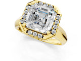 Yellow gold Asscher Cut Halo Solitaire Engagement Ring with Square Band and Four-Prong Setting_47
