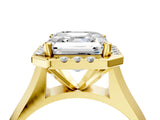 Yellow gold Asscher Cut Halo Solitaire Engagement Ring with Square Band and Four-Prong Setting_50