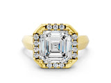 Yellow gold Asscher Cut Halo Solitaire Engagement Ring with Square Band and Four-Prong Setting_66