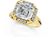 Yellow gold Asscher Cut Halo Solitaire Engagement Ring with Square Band and Four-Prong Setting_67