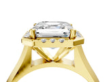 Yellow gold Asscher Cut Halo Solitaire Engagement Ring with Square Band and Four-Prong Setting_70