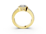 Yellow gold Asscher Cut Halo Split Shank Diamond Ring with Four-Prong Setting_9