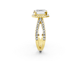 Yellow gold Asscher Cut Halo Split Shank Pave Set Ring_30