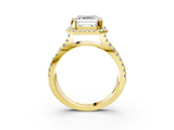 Yellow gold Asscher Cut Halo Split Shank Pave Set Ring_31