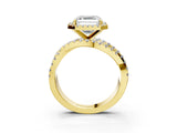 Yellow gold Asscher Cut Halo Split Shank Prong Setting Ring_15