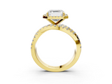 Yellow gold Asscher Cut Halo Split Shank Prong Setting Ring_26