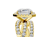 Yellow gold Asscher Cut Halo Split Shank Prong Setting Ring_28