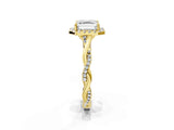 Yellow gold Asscher Cut Halo Twist Band with Four-Prong Setting_16