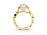 Yellow gold Asscher Cut Halo Twist Band with Four-Prong Setting_18
