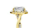 Yellow gold Asscher Cut Halo Twist Band with Four-Prong Setting_20