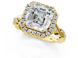 Yellow gold Asscher Cut Halo Twist Band with Four-Prong Setting_4