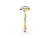 Yellow gold Asscher Cut Halo Twist Band with Four-Prong Setting_5