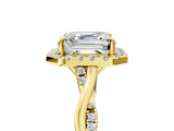 Yellow gold Asscher Cut Halo Twist Band with Four-Prong Setting_8