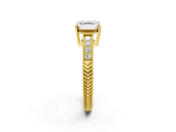 Yellow gold Asscher Cut Milgrain Channel Set Engagement Ring with Solitaire Prong Setting_30