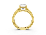 Yellow gold Asscher Cut Milgrain Channel Set Engagement Ring with Solitaire Prong Setting_31