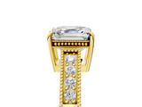 Yellow gold Asscher Cut Milgrain Channel Set Engagement Ring with Solitaire Prong Setting_33