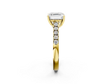 Yellow gold Asscher Cut Pavé Band Solitaire Ring with Four-Prong Setting_43