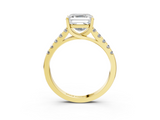 Yellow gold Asscher Cut Pavé Band Solitaire Ring with Four-Prong Setting_44