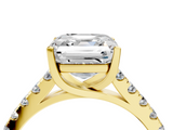 Yellow gold Asscher Cut Pavé Band Solitaire Ring with Four-Prong Setting_45