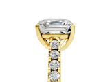 Yellow gold Asscher Cut Pavé Band Solitaire Ring with Four-Prong Setting_46