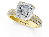 Yellow gold Asscher Cut Pave Diamond Engagement Ring with Channel Set Band and Four-Prong Setting_7
