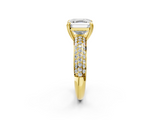 Yellow gold Asscher Cut Pave Diamond Engagement Ring with Channel Set Band and Four-Prong Setting_8
