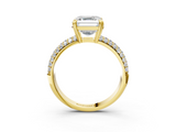 Yellow gold Asscher Cut Pave Diamond Engagement Ring with Channel Set Band and Four-Prong Setting_9