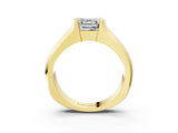Yellow gold Asscher Cut Solitaire Bezel Set Diamond Ring with Wide Band_6