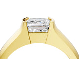 Yellow gold Asscher Cut Solitaire Bezel Set Diamond Ring with Wide Band_7