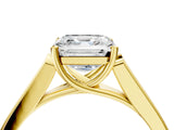 Yellow gold Asscher Cut Solitaire Cathedral Diamond Engagement Ring with Channel-Set Band and Four-Prong Setting_11