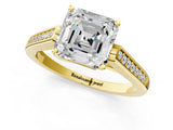 Yellow gold Asscher Cut Solitaire Cathedral Diamond Engagement Ring with Channel-Set Band and Four-Prong Setting_8