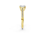 Yellow gold Asscher Cut Solitaire Cathedral Diamond Engagement Ring with Channel-Set Band and Four-Prong Setting_9