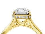 Yellow gold Asscher Cut Solitaire Diamond Engagement Ring with Four-Prong Setting and Tapered Band_11